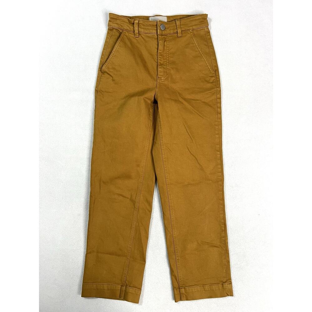 Everlane The Straight-Leg Crop High Rise Pants Womens Size 0 Mustard 26x25